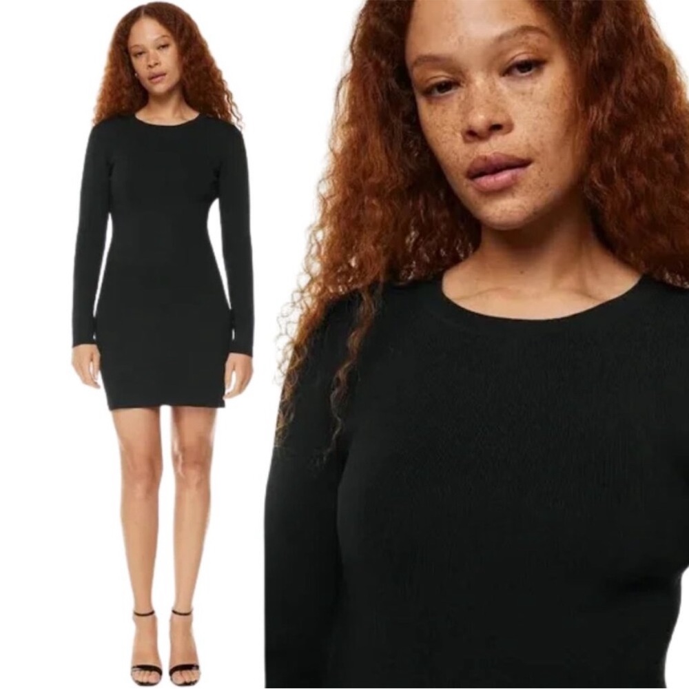 Ten by Babaton Dress - black long sleeve mini length sculpt knit